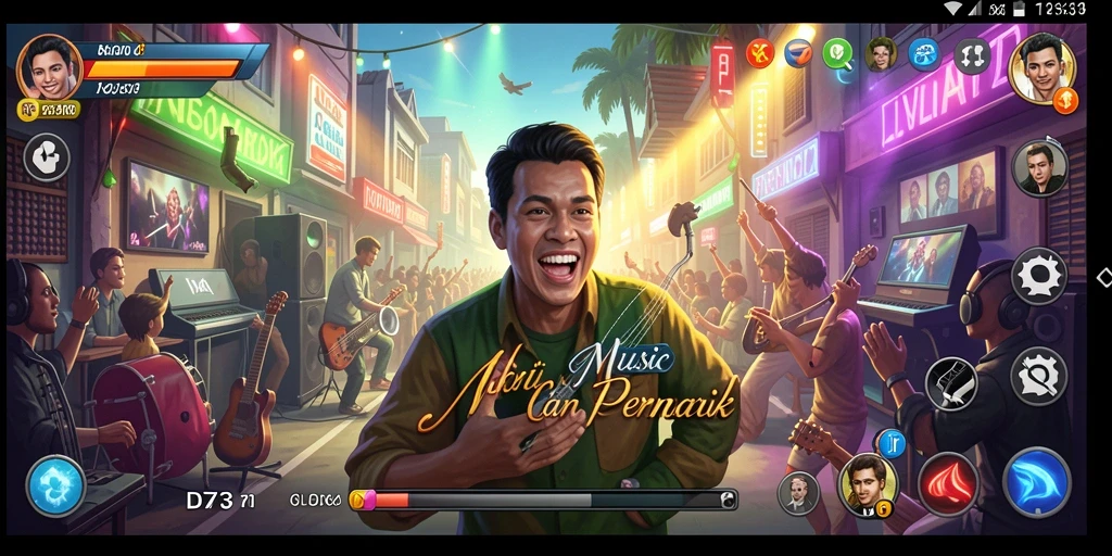 Tampilan gameplay D73 yang memukau dan penuh warna.