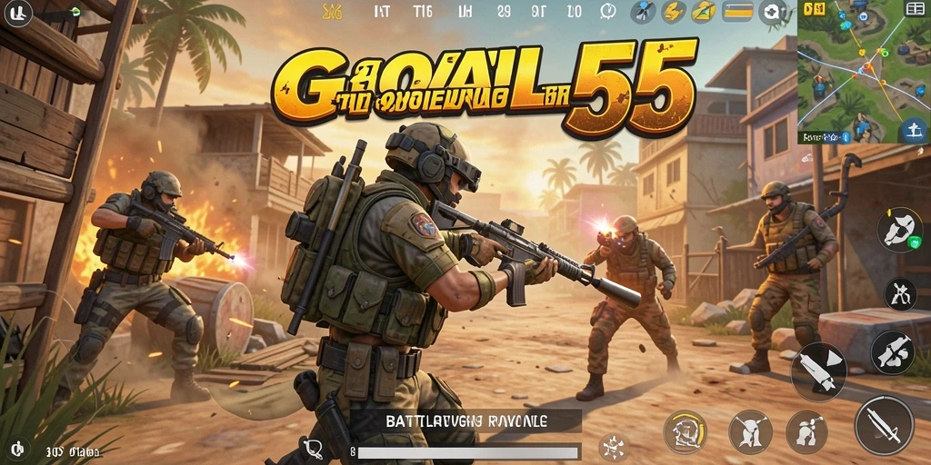 Tangkapan layar gameplay seru di dunia Battle Royale GOAL55.