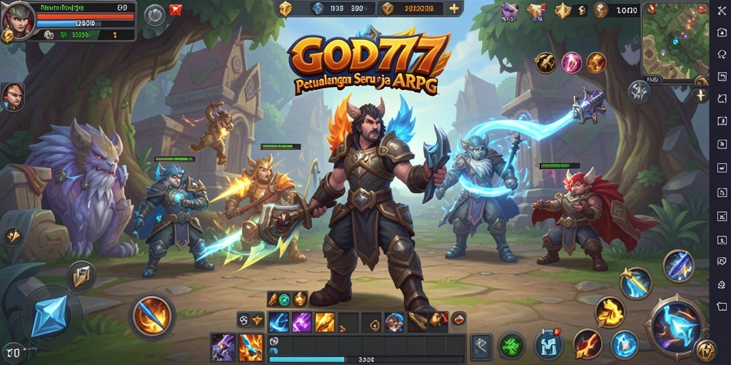 Tampak seru saat pemain bertarung melawan monster dalam GOD77.