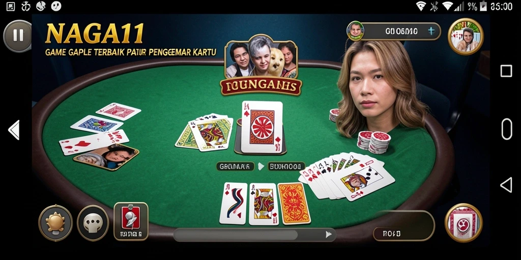 Tampilan gameplay seru NAGA11 saat bermain Gaple dengan teman.